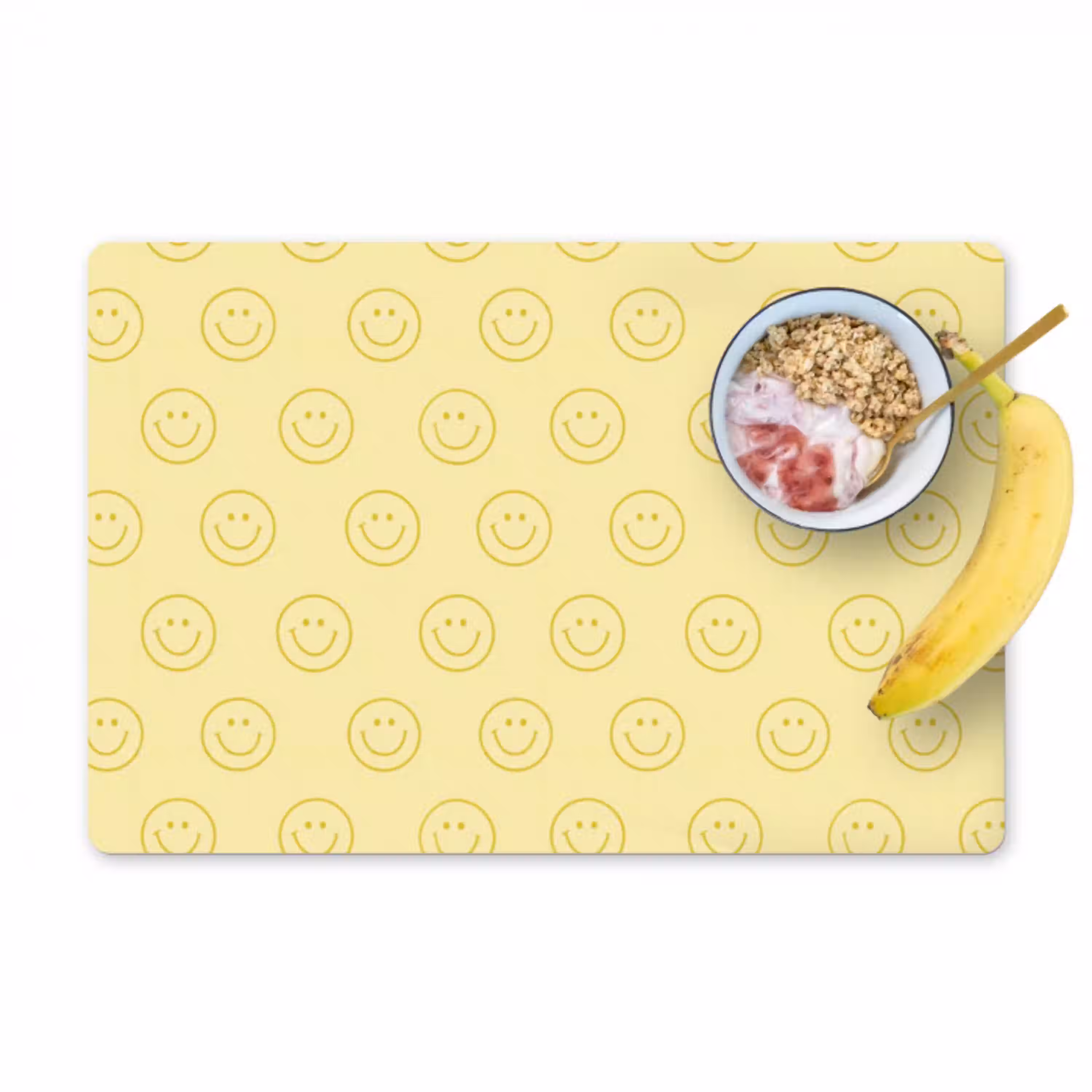 Smileys - Patroon - Retro - Zachtgeel Placemat vinyl groot 368 -zzzproduct_Kitchenyeah-website