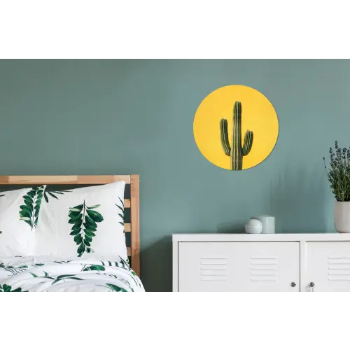 Cactus - Groen - Minimalistisch Wandcirkel aluminium klein -slaapkamer