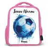 Voetbalvibes - Inktspatten - Blauw Kinderrugzak - Roze middel -3d