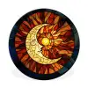 Mozaïek - Glas - Maan - Donkerblauw Wandcirkel aluminium klein -3d