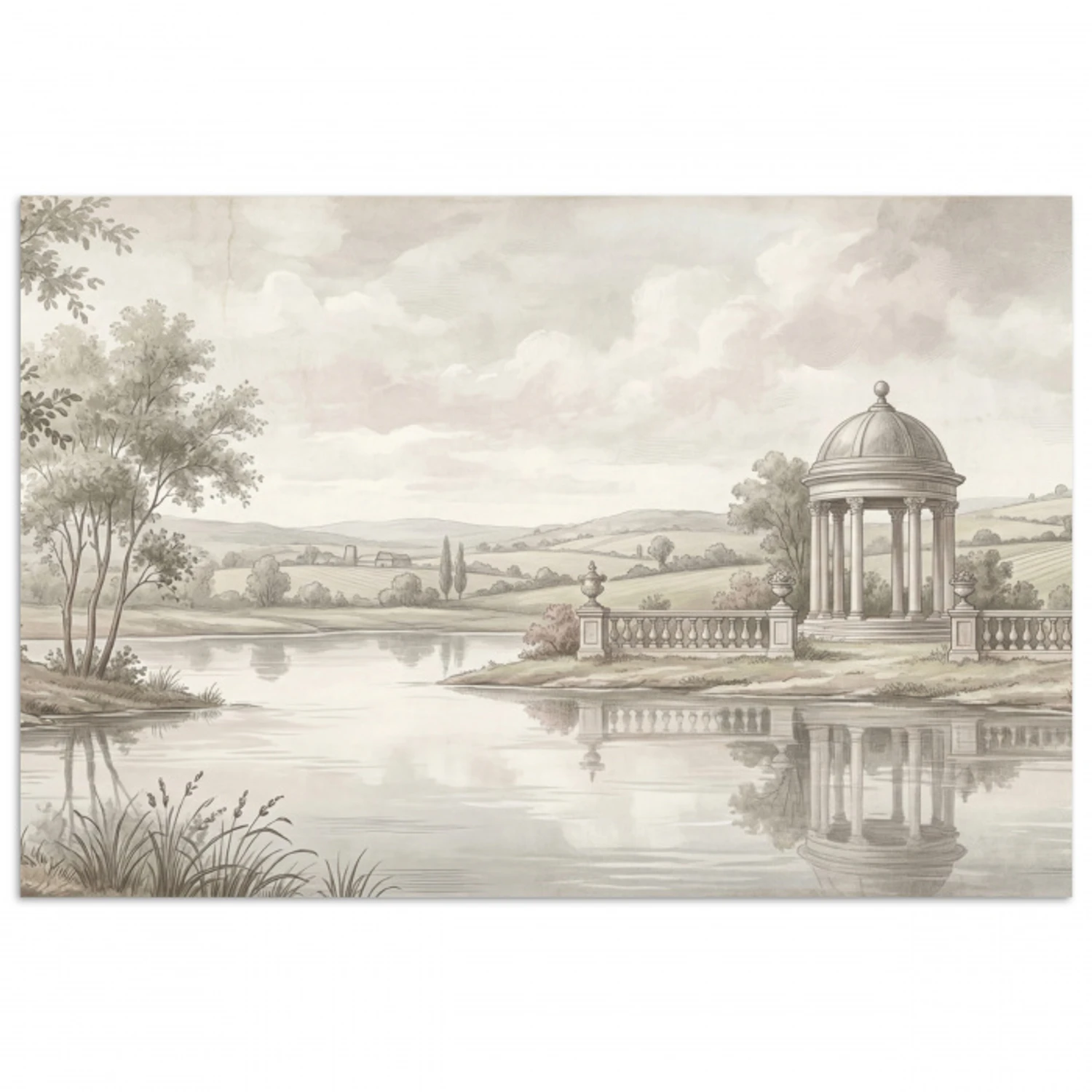 Landschap - Water - Natuur - Sepia poster papier klein -3d