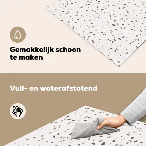 Terrazzo -  Patroon  -  Créme Inductie beschemer met haakjes klein 777 -ky-schoon-nl