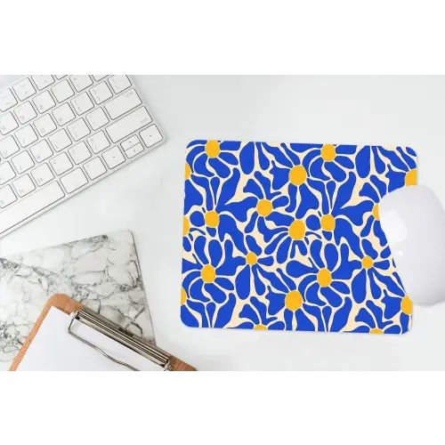 Abstract - Bloem - Blauw muismat rubber klein 262 -witbureau