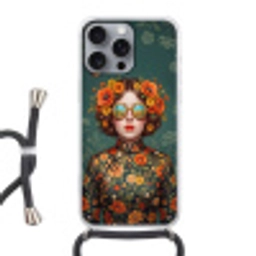 Portret - Vrouw - Kleurrijk - Expressief Hoesje iPhone 16 Pro Max met koord klein -3d