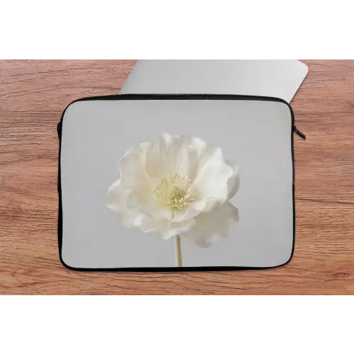 Bloem - Minimalistisch -Wit laptophoes neopreen klein -tafel