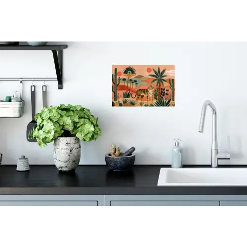 Tijger - Palmen - Cactus - Oranje Muursticker klein -keuken