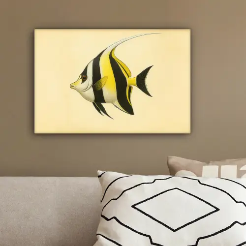 Vis - Sierlijk - Rugvin - Geel canvas 2cm klein -sfeer3