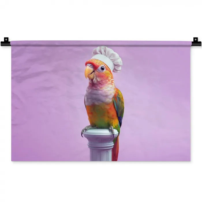 Papegaai - Koksmuts - Pilaar - Vogel Wandkleed katoen klein -zz3d