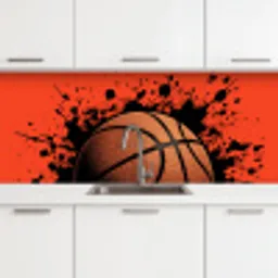 Basketbal - Verf - Sport - Oranje keuken achterwand 2 middel -3d