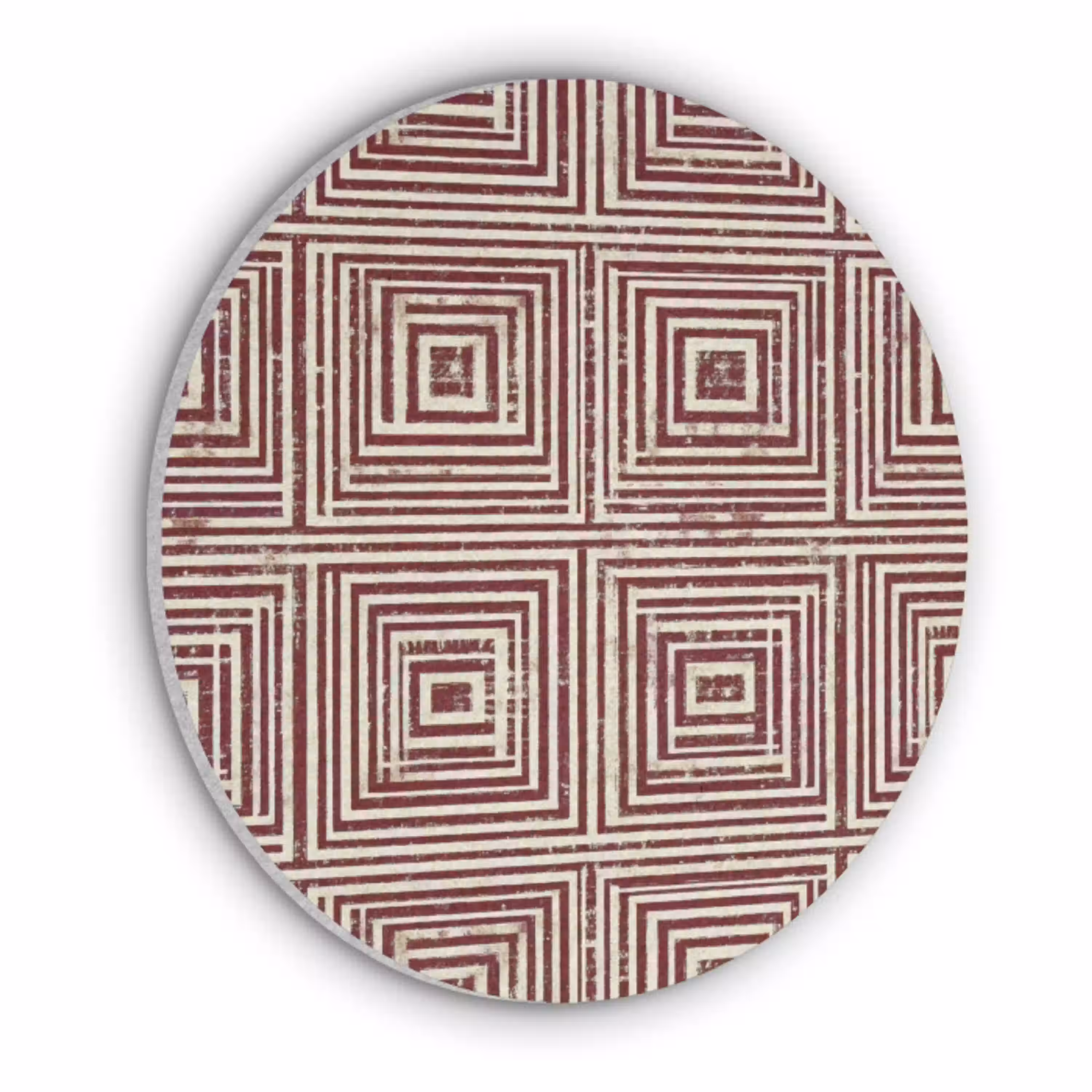 Geometrisch - Patroon - Rood Akoestische PET Vilt - Rond klein 838 -3d