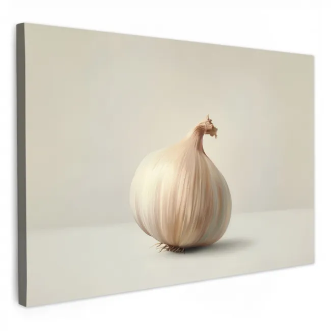 Canvas schilderij - Knoflook - Natuurlijk - Beige