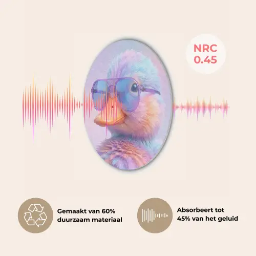 Eend - bril - Pastel Akoestische PET Vilt - Rond klein -USP_NL