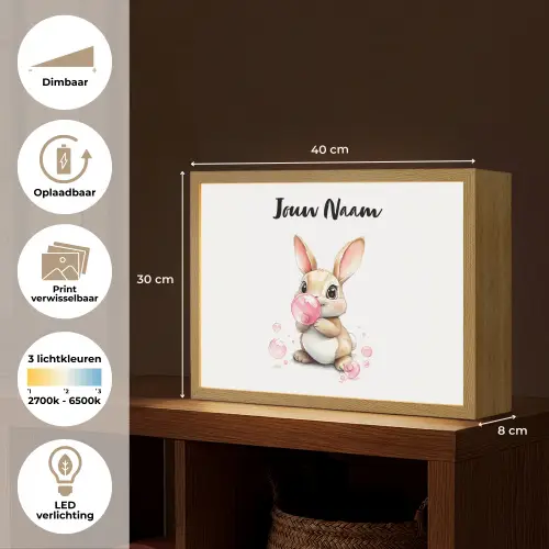 Konijn - Roze - Bellen Light Box met batterij (Wandlamp kind) middel -USP_websiteoverzichtNL