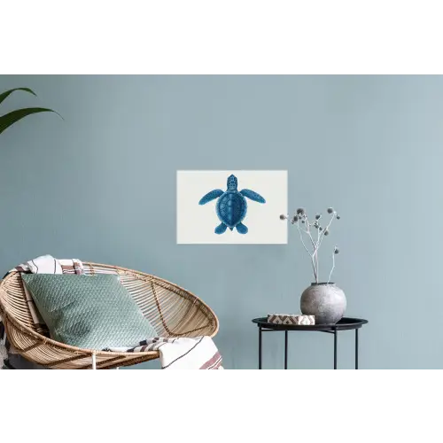 Schildpad - Blauw - Schild Muursticker klein -plant