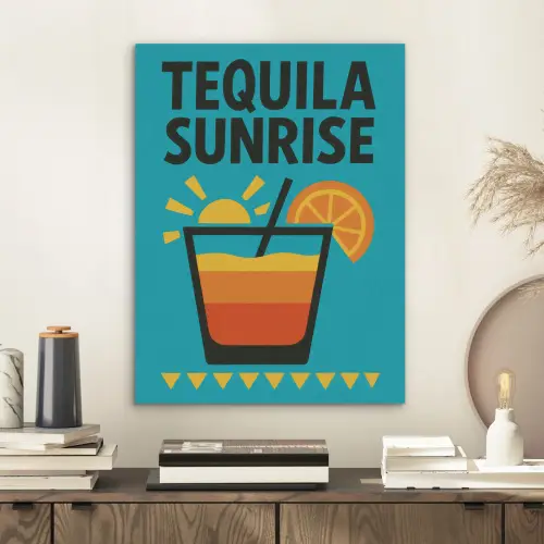 Illustratie - Tequila - Glas - Blauw PET vilt klein -sfeer1