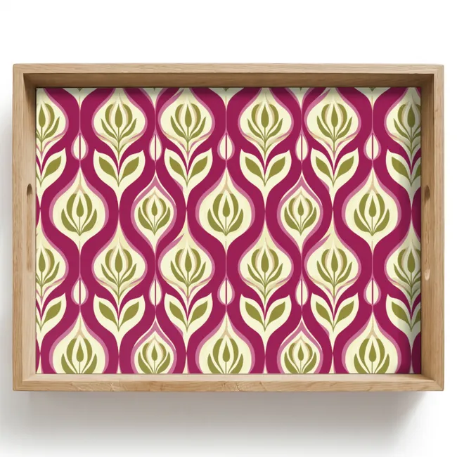 Tablett - Retro - Floral - Lila