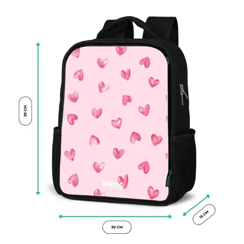 Roze hartjes Rugzak - Zwart middel -productfoto_formaten