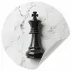 Schaakstuk - Koning - Zwart - Marmer Wandcirkel behangsticker klein -3d