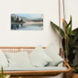 Meer - Mist - Bergen - Landschap tuinposter los doek klein -sfeer7