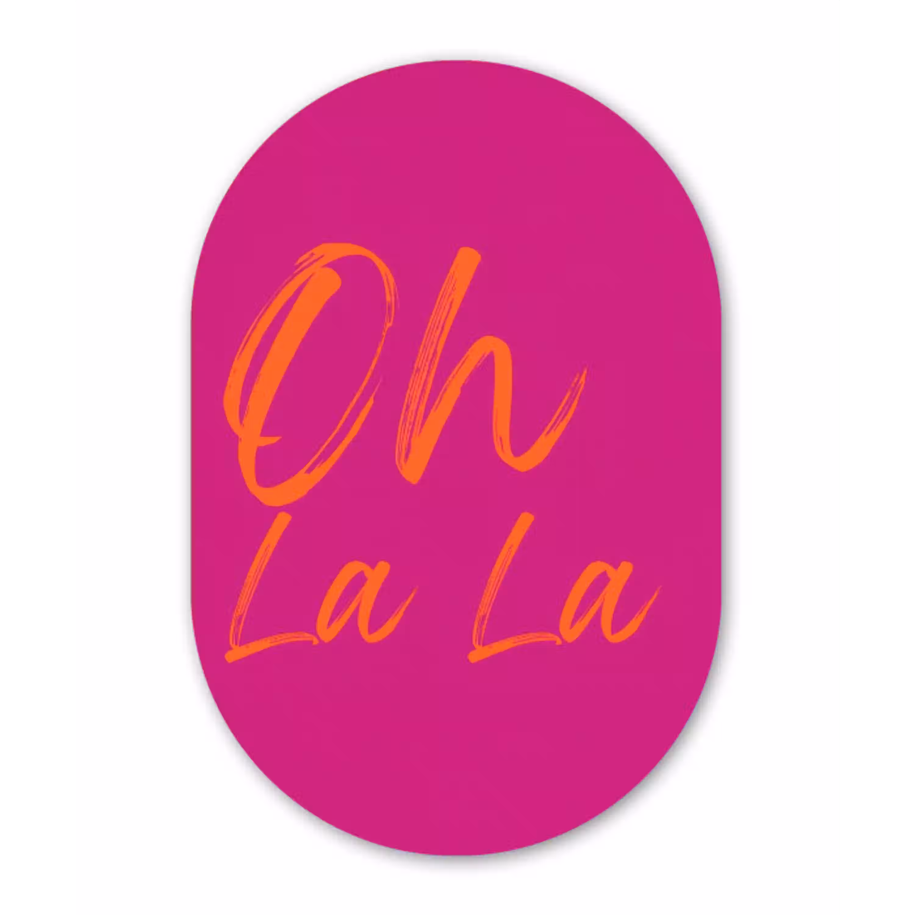 Oh la la - Oranje - Roze Wandcirkel Ovaal Glas middel -3d