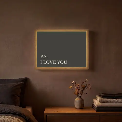 Zwart - Minimalistisch - Valentijn Light Box met batterij (Wandlamp) middel -sfeer4