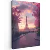 Eiffeltoren - Parijs - Roze Tuinposter op houten frame 2 cm dik klein -3d