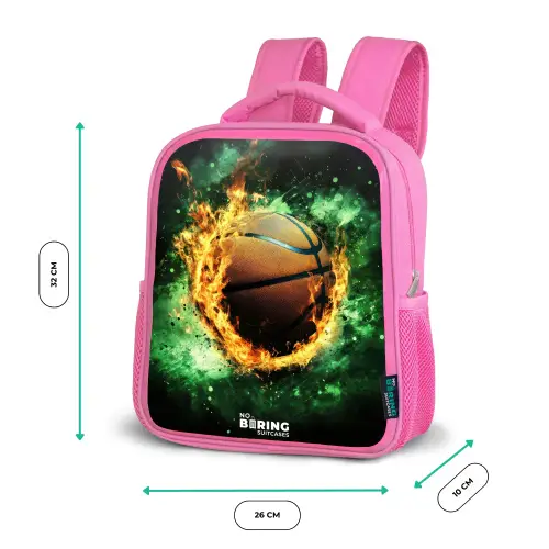 Basketbal in vlammen en explosieve energie Kinderrugzak - Roze middel -productfoto_formaten