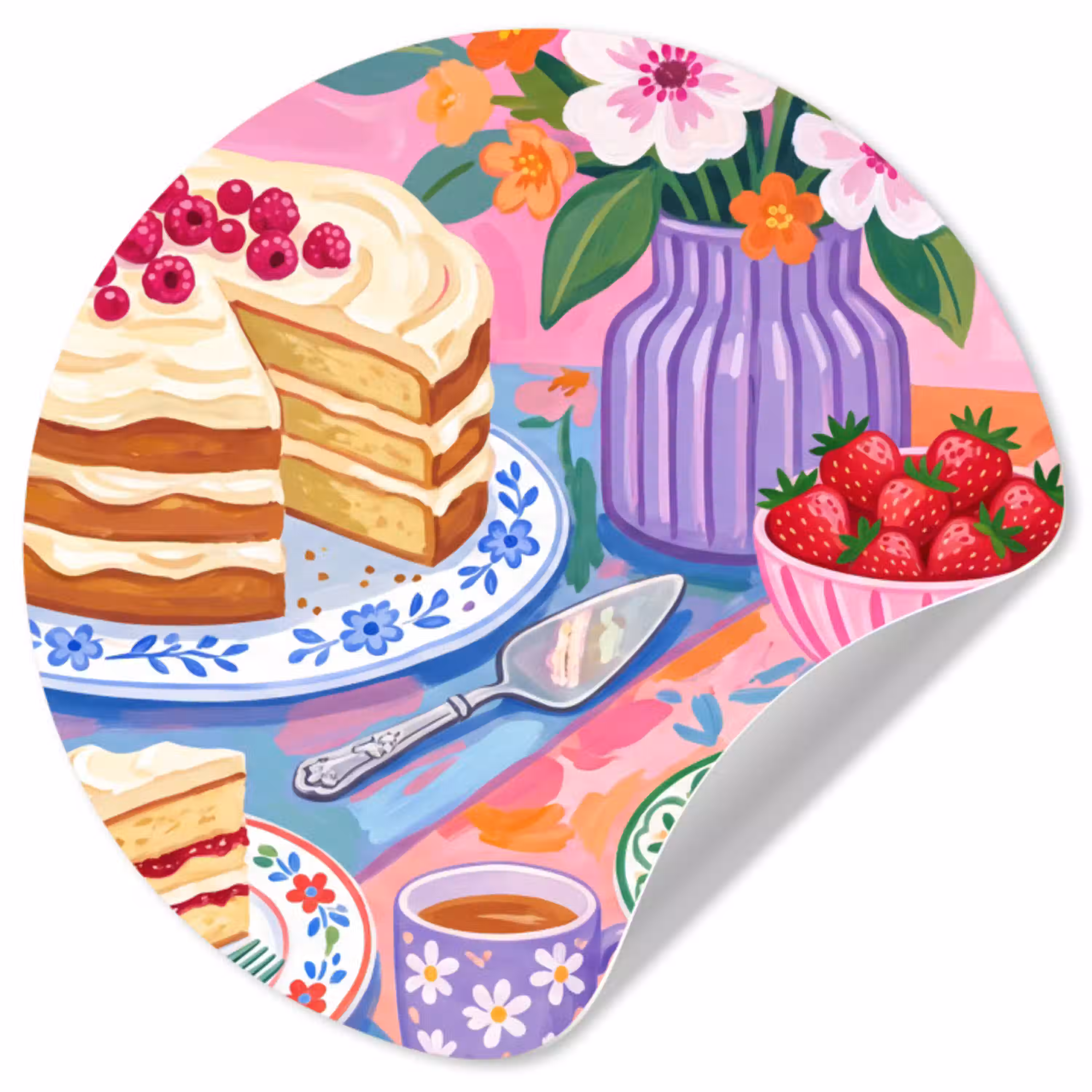 Gebak - Kleurrijk - Eten Wandcirkel behangsticker klein -3d
