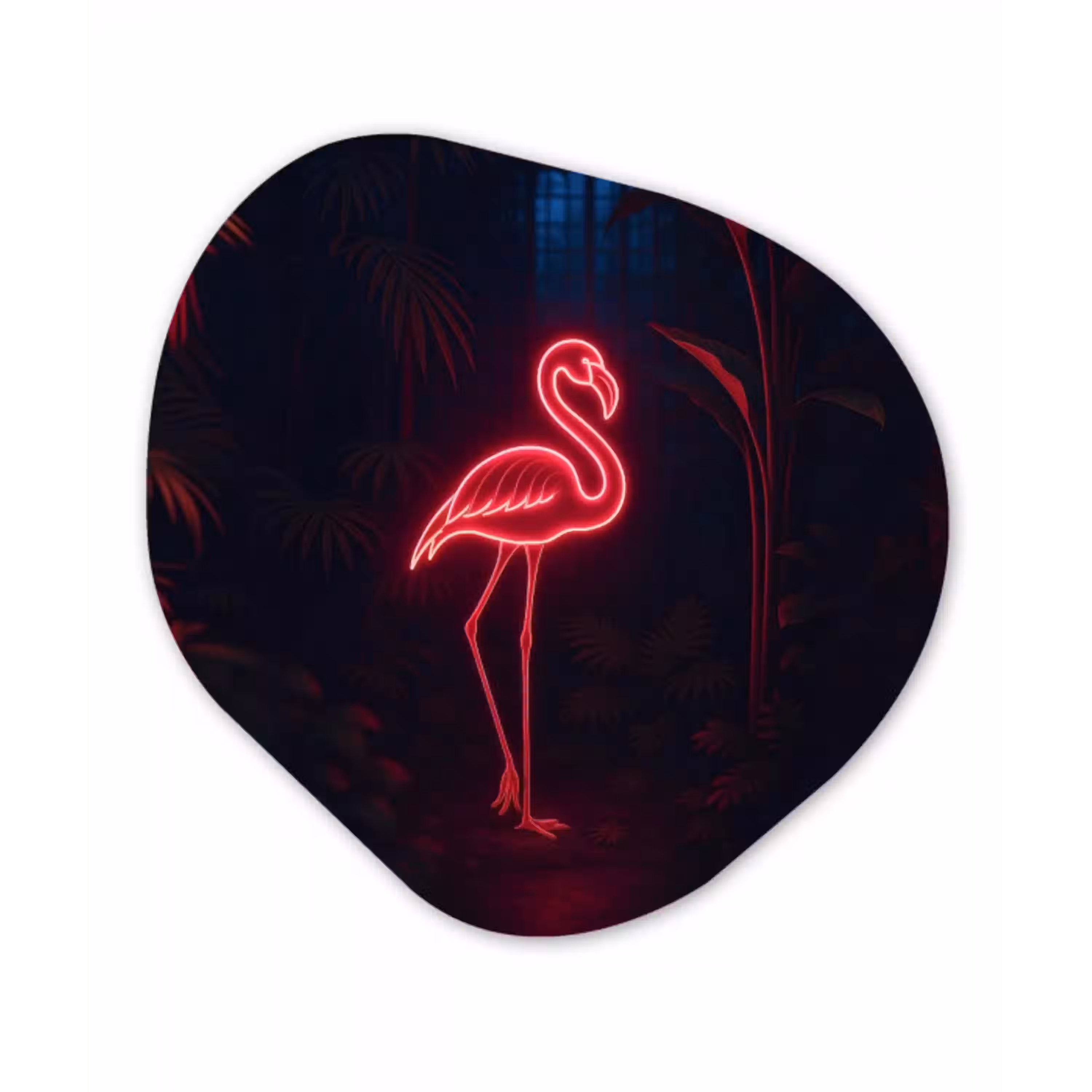 Flamingo - Roze - Neon - Licht Wandcirkel Organisch Plexiglas middel -3d