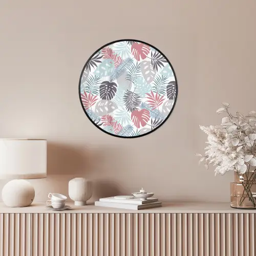 Monstera - Pastel - Bladeren - Tropical Fotolijst rond zonder passe partout klein -sfeer3