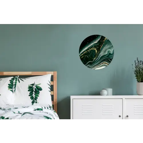 Marmerlook - Goud - Groen - Glitter - Design - Marmer Wandcirkel aluminium klein -slaapkamer
