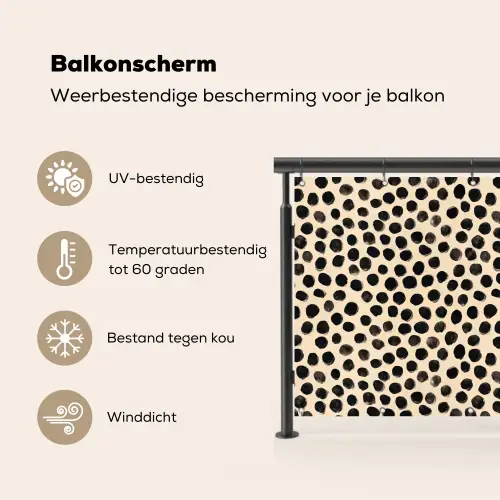 Stippen - Patroon - Zwart Balkonbeschermer Duitsland klein 596 -specs_NL