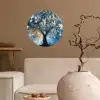 Boom - Blauw - Goud - Abstract Wandcirkel behangsticker klein -sfeer1