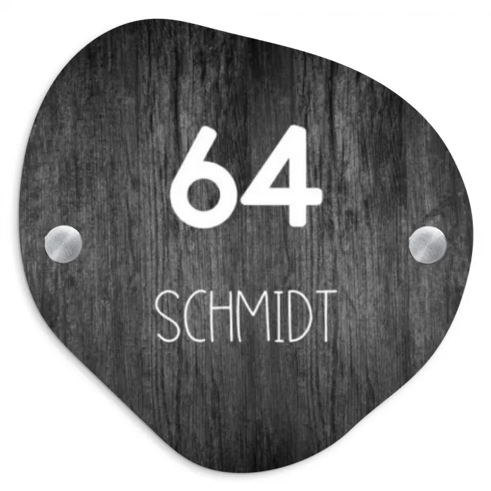 Donker hout - Modern Naambord Organisch middel -3d