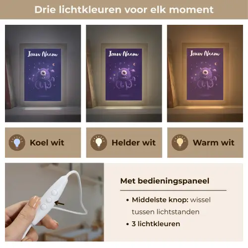 Monster - Paars - Ruimte Light Box met kabel (Kinderlampje) klein -USP_lichtkleurNL