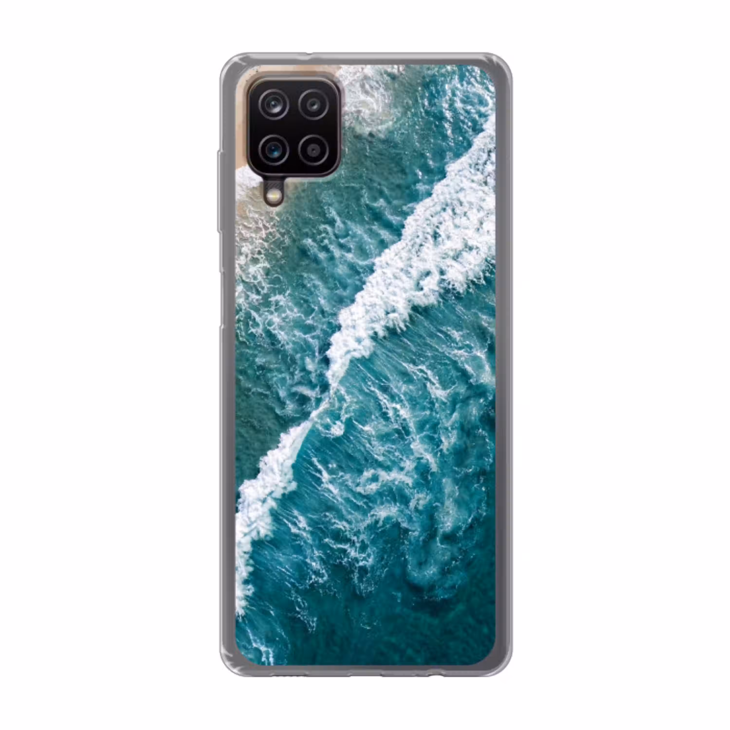 Zee - Strand - Golven - Natuur - Blauw Telefoonhoesje Samsung Galaxy A12 klein -3d