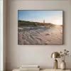 Zon - Duinen - Strand - Vuurtoren Textielframe zwart klein -sfeer2