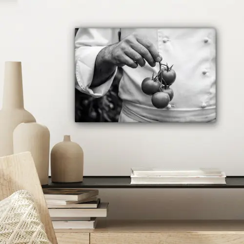 Tomaten - Chef - Zwart - Wit canvas 2cm klein -sfeer6
