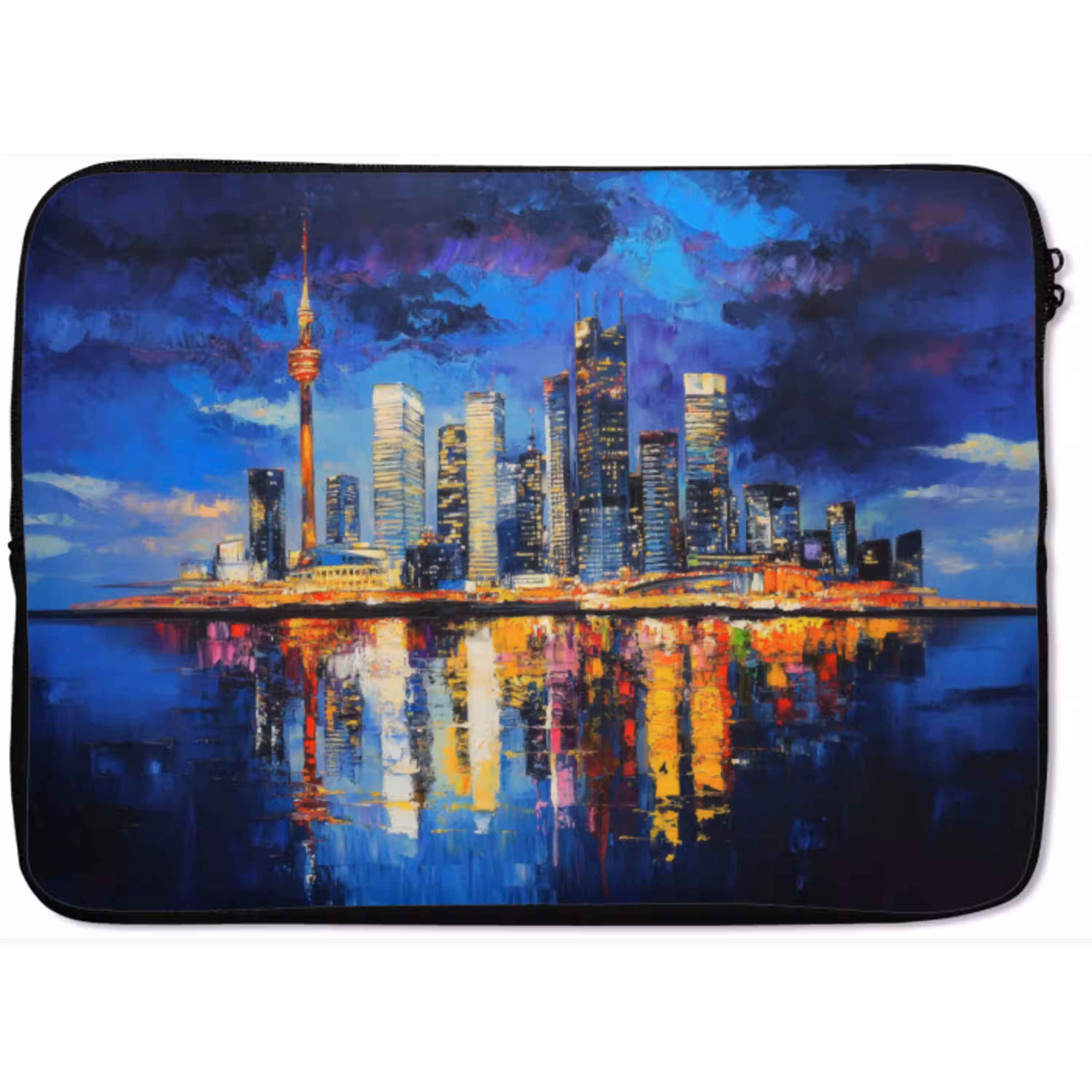 Skyline Toronto - Modern - Stadslicht - Blauw laptophoes neopreen klein -zkaufland3dotto