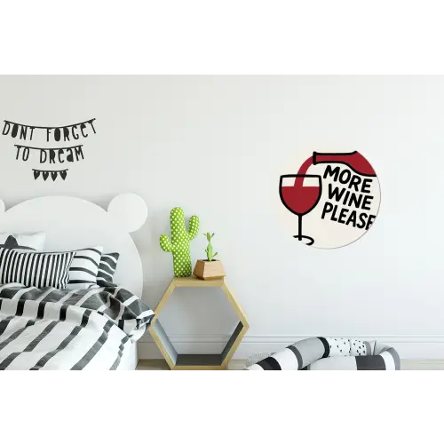 Wijnfles - Quote - Rood - Glas Wandcirkel aluminium klein -kinderkamer