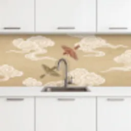 Vogels - Vliegen - Beige keuken achterwand 2 middel -3d