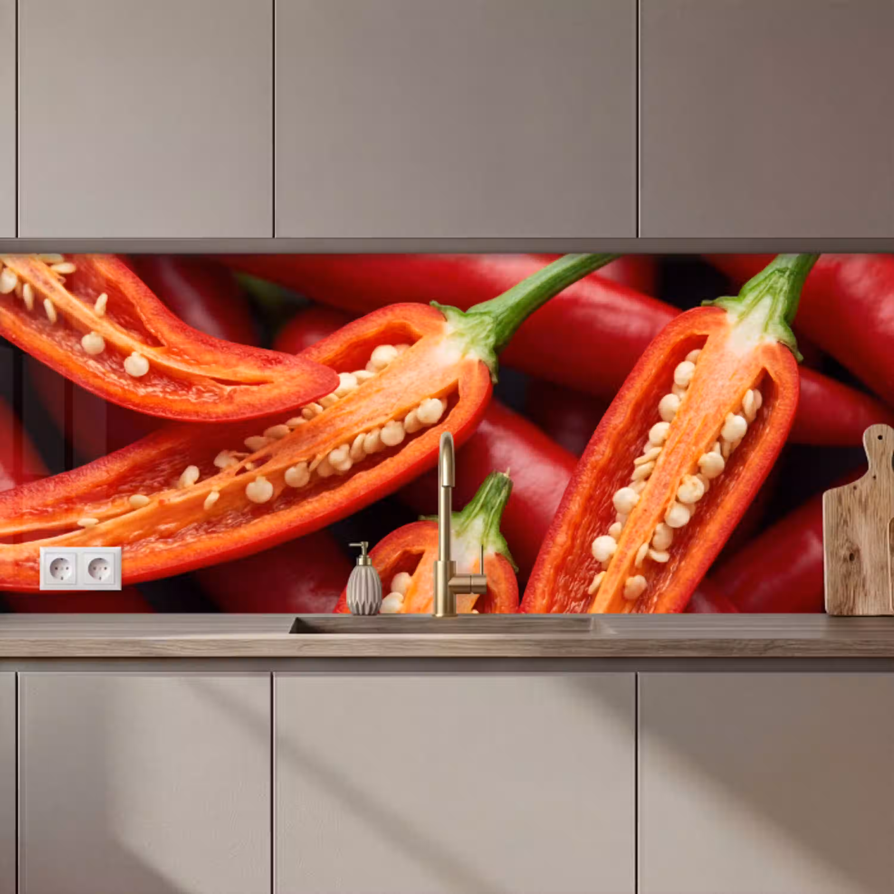 Chilipeper - Open - Rood keuken achterwand 2 middel zz_3dshopping