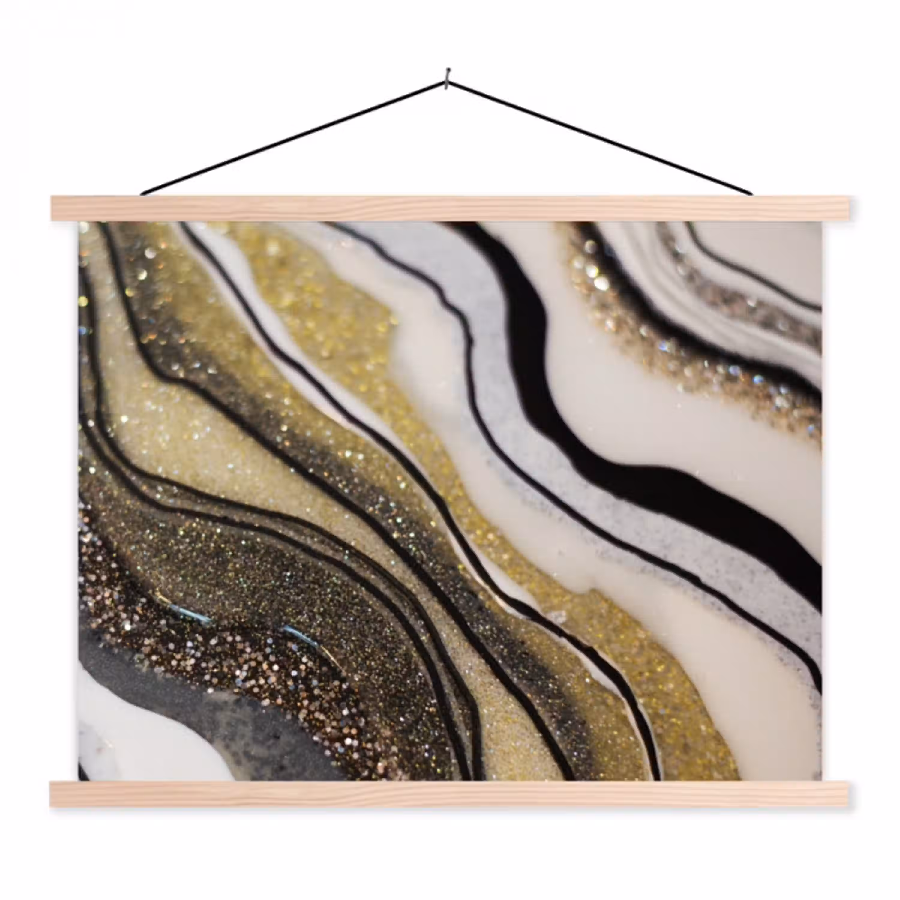 De binnenkant van een agaten met een gouden kleur uit de natuur textielposter latten blank klein -3d
