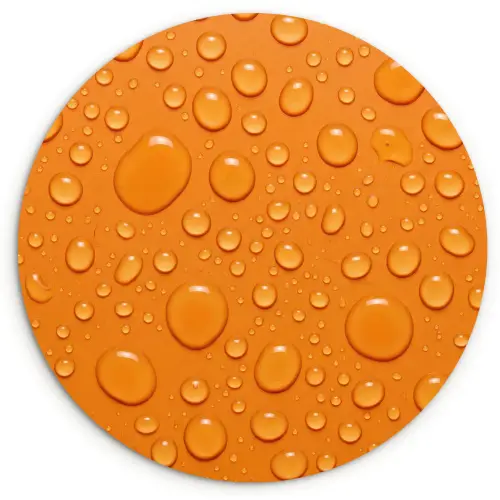 Water - Druppels - Oranje Wandcirkel kunststof plaat 5mm dik klein -3d