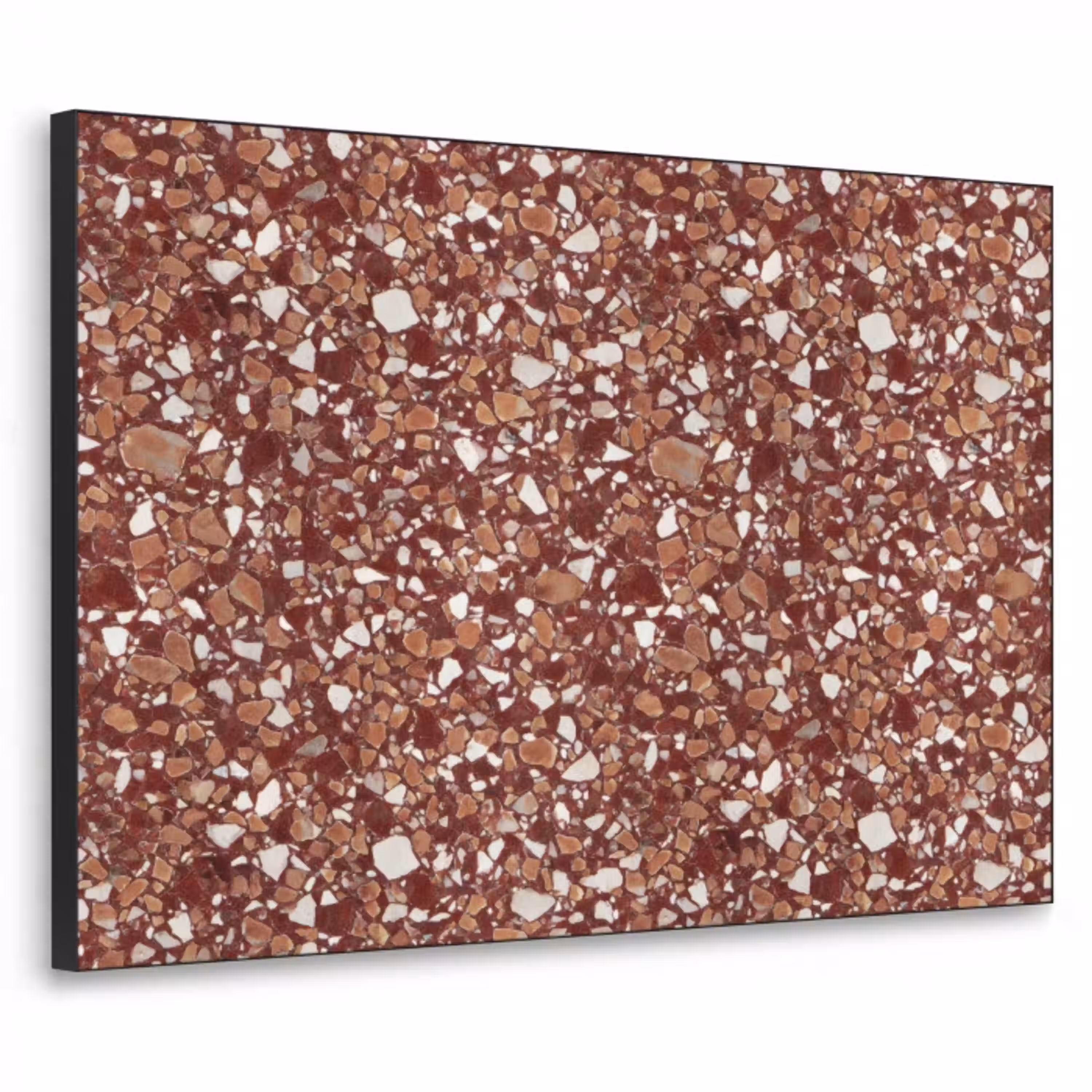 Terrazzo - Patroon - Steentextuur - Roodbruin Textielframe zwart klein 947 -3d