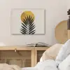 Zwart palmblad - Gouden cirkel - Beige achtergrond PET vilt klein -sfeer3