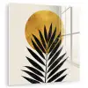 Zwart palmblad - Gouden cirkel - Beige achtergrond plexiglas 5mm klein -zzzproduct_nieuw