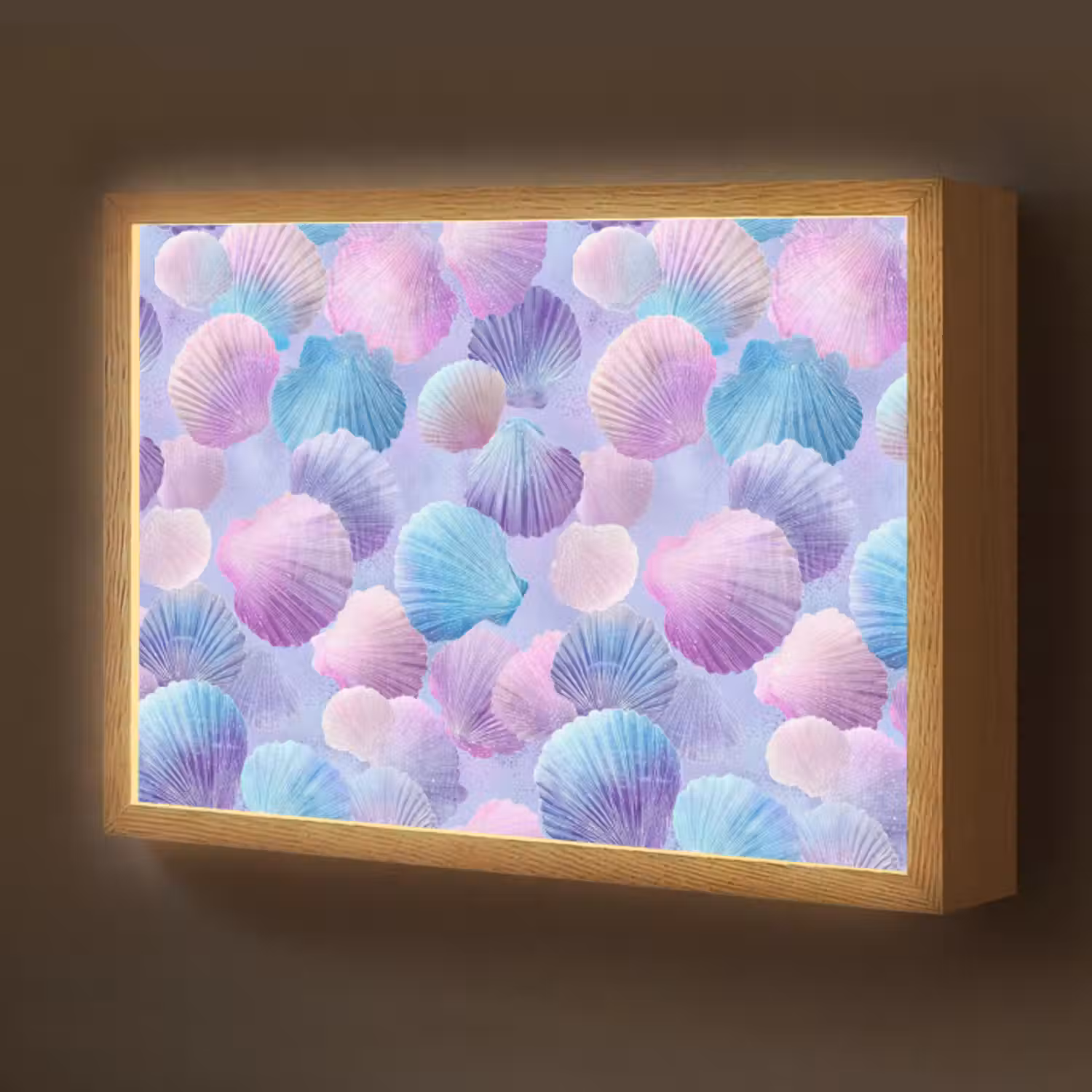 Lightbox - Wandlamp kinderkamer - Schelpen - Paars - Blauw - Patroon