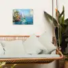 Zeilboot - Rotsen - Kust - Huizen tuinposter los doek klein -sfeer7