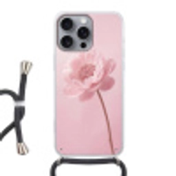 Bloem - Pioenroos - Roze Hoesje iPhone 16 Pro Max met koord klein -3d